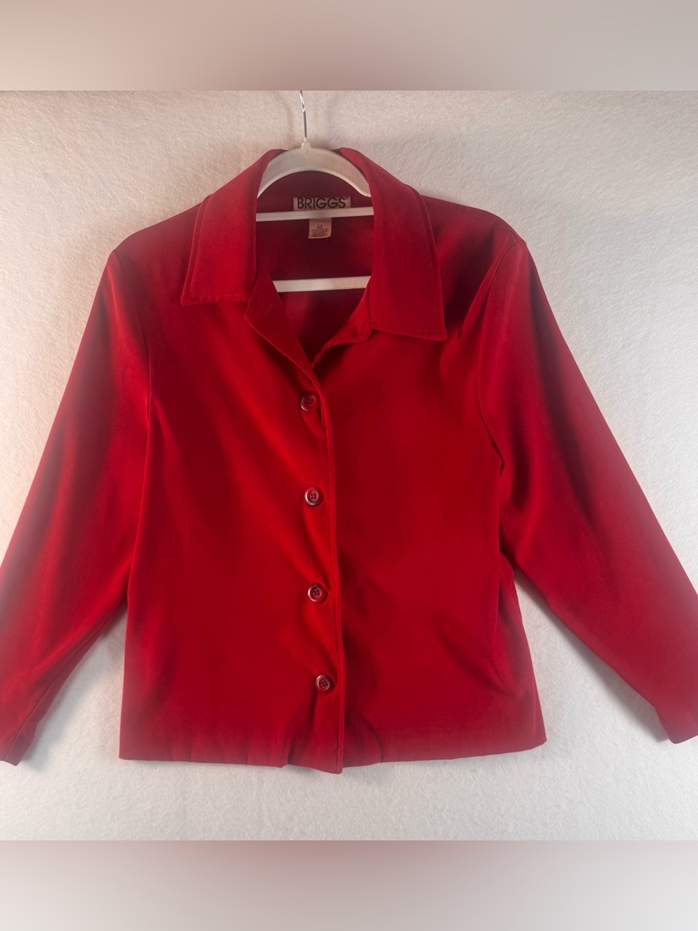 Briggs Petite Red Button Front Blazer Jacket Women’s Medium Made in USA